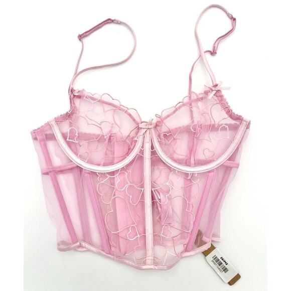 SKIMS Other - SKIMS Hearts Bubblegum Pink Lace Coquette Corset Top Sz XS CR-CRT-7427W New